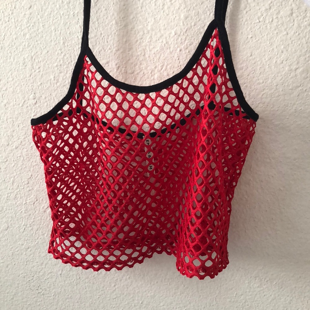 Mesh Red Crop Top